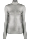 Majestic Turtle-neck Fitted Top In Grey