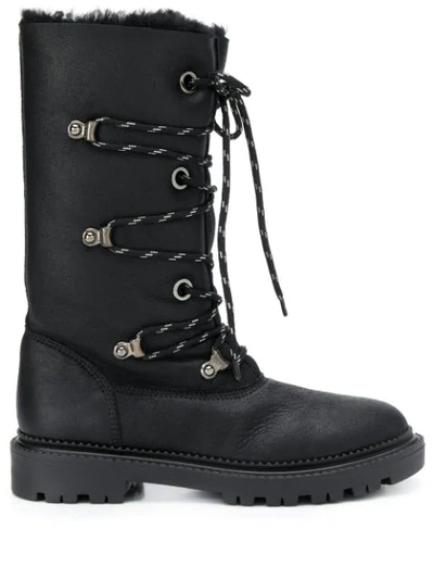 Casadei Lace Up Boots In Black