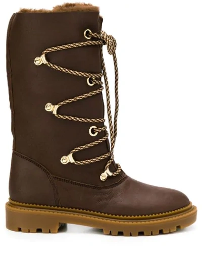 Casadei Lace Up Boots In Brown