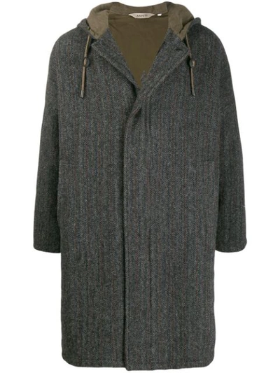 Aspesi Woven-print Hooded Coat In Grey