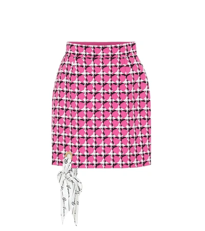Versace Cotton And Wool Tweed Miniskirt In Pink