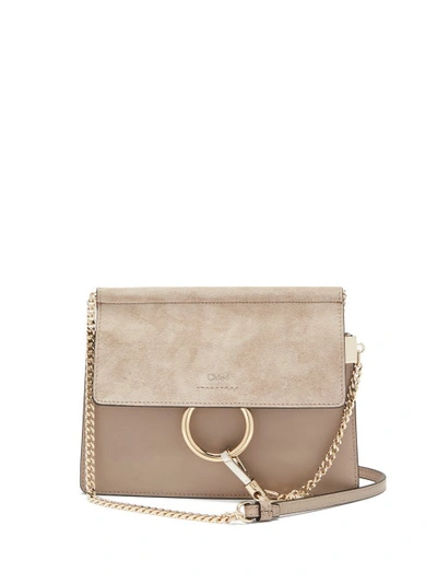 Chloé Faye Small Leather And Suede Cross-body Bag In Grey