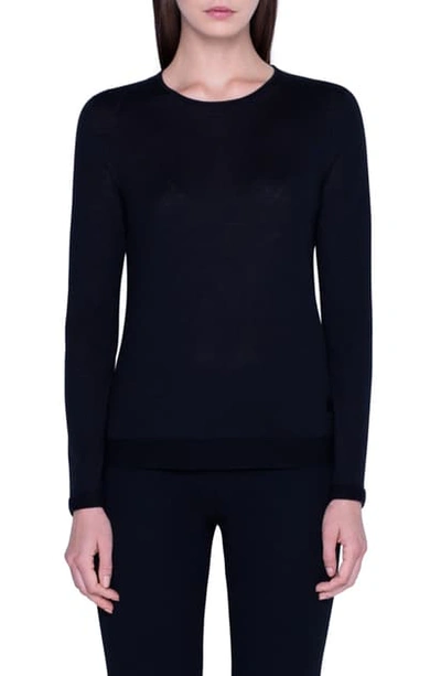 Akris Cashmere-silk Crewneck Sweater In Black