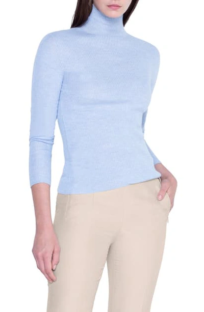 Akris Cashmere-silk Fitted Turtleneck Sweater In Ice