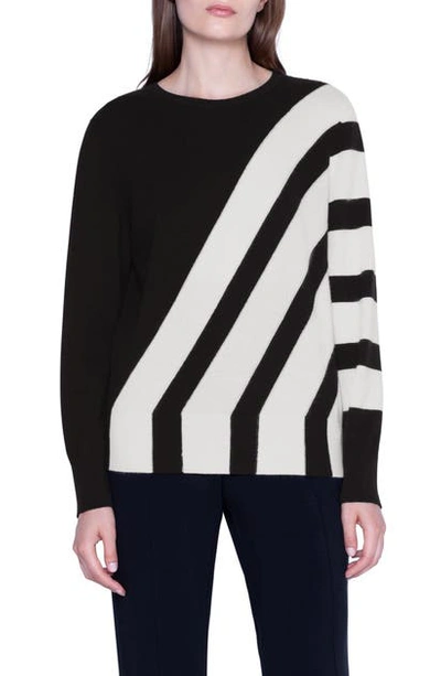 Akris Women's Asymmetric Intarsia Knit Cashmere Sweater In Black Jasmin