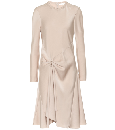 Chloé Fluid Satin Ruched-side Dress In Tender Peach