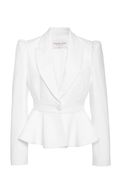 Michael Kors Puff-sleeved Peplum Blazer Jacket In White