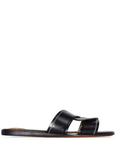 Chloé Women's Candice Flat Leather Sandals In Black