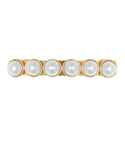 Oscar De La Renta Faux-pearl Hairclip In Gold