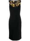 Versace Fitted Buckle-strap Sheath Dress In Black