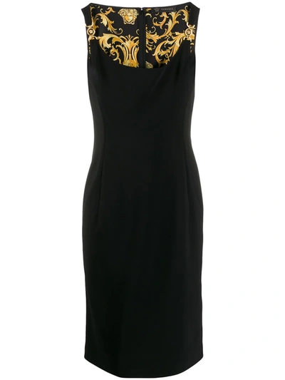 Versace Fitted Buckle-strap Sheath Dress In Black