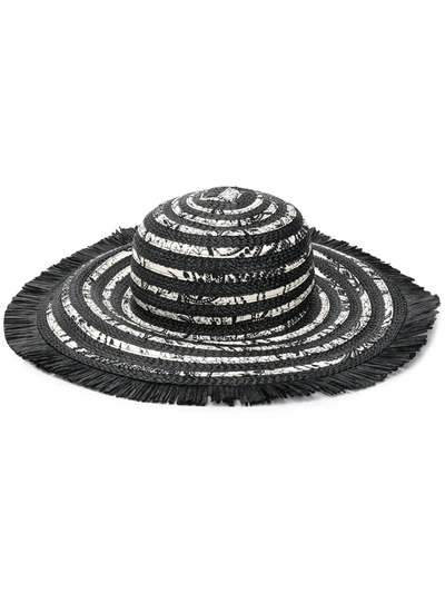 Etro Paisley Print Viscose Straw Hat In White