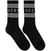 Versace Logo Stripe Socks In I463 Black