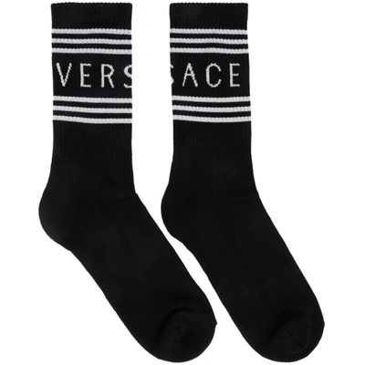 Versace 黑色徽标中筒袜 In I463 Black