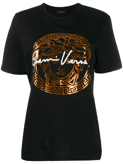 Versace Signature Medusa Logo Tee In Black