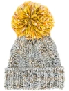 Super Duper Hats Contrast Pom-pom Beanie Hat In Grey