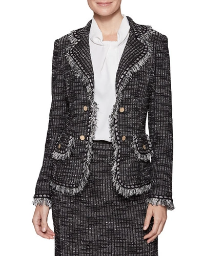 Misook Petite Tweed Jacket With Gold Buttons In Multi