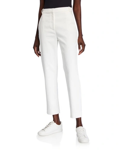 St. John Stretch Wash Canvas Tapered Ankle Pants With Pockets In White
