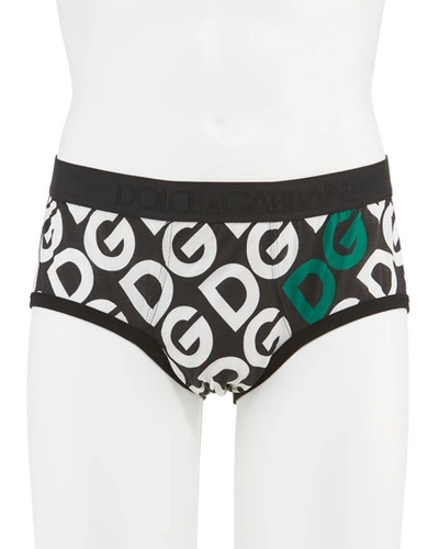 Dolce & Gabbana Men's Midi Logo-print Briefs In Black Pattern