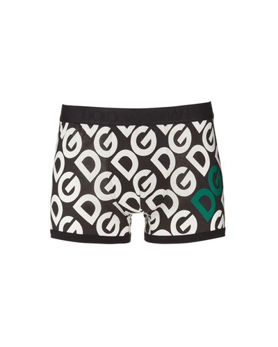 Dolce & Gabbana Men's Logo-print Regular Boxers In Black Pattern