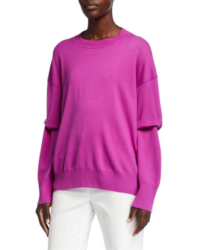 St John Extra Fine Merino Wool Knit Crewneck Sweater In Pink