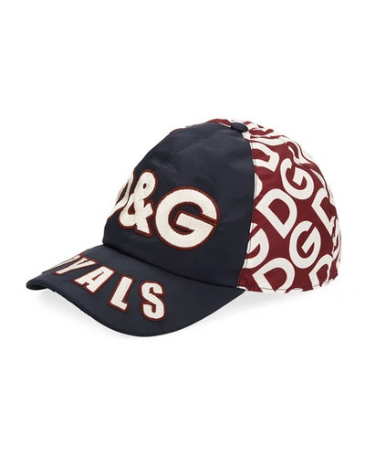 Dolce & Gabbana Men's Dg Logo Mania Embroidered Baseball Hat In Blue/red