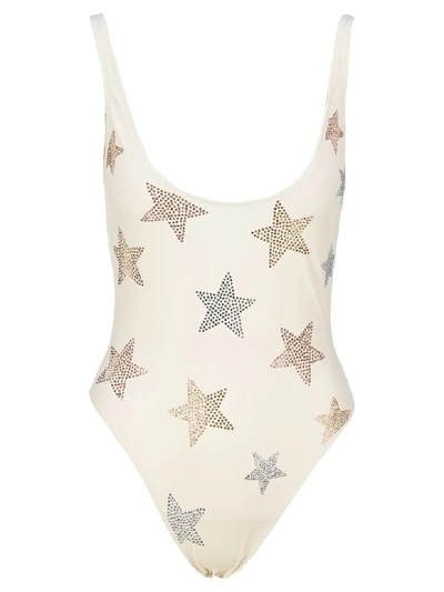 Stella Mccartney One-piece Swimsuit With Stars In Ivory