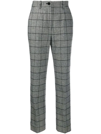 Dolce & Gabbana High-rise Check Trousers In Black