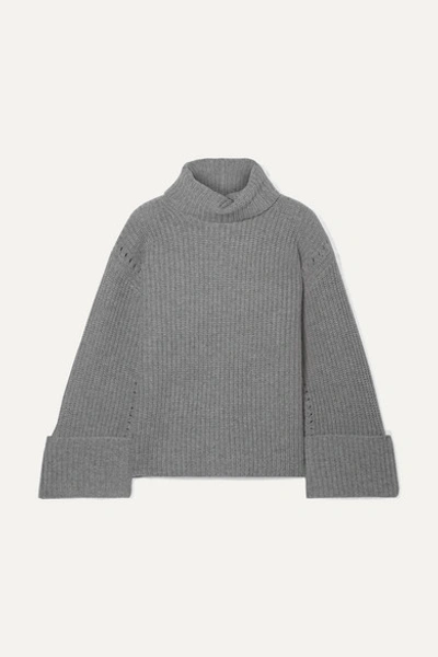 Equipment Uma Oversized Wool And Cashmere-blend Turtleneck Sweater In Gray