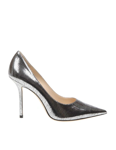 Jimmy Choo Love 100 Lizard-embossed Leather Heeled Courts In Grey
