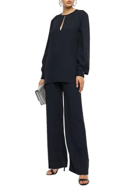 Equipment Arwen Floral-jacquard Wide-leg Pants In Midnight Blue