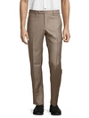 Zanella Curtis Flat Front Solid Stretch Wool Trousers In Medium Beige