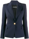 Balmain Single Breasted Wool Twill Jacket In Blue