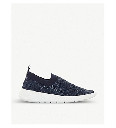 Dune Emery Embellished Knitted Sock Trainers In Navy-metalic