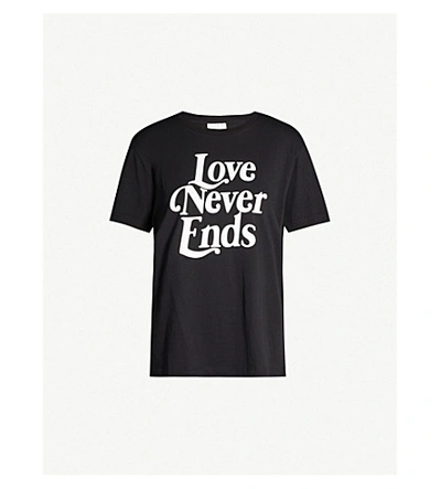 Sandro 'love Never Ends' Slogan Cotton-jersey T-shirt In Black