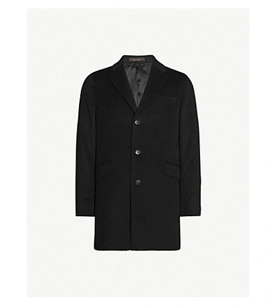 Oscar Jacobson Saks Wool-blend Coat In Black