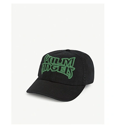 Palm Angels Metal Logo Cotton Baseball Cap In Black Green