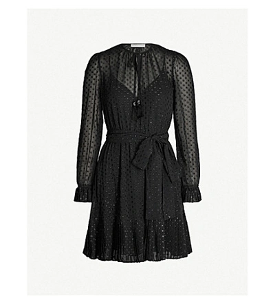 Michael Michael Kors Polka Dot Crepe Mini Dress In Black