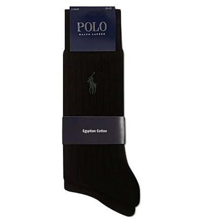 Polo Ralph Lauren Ribbed Socks In Black