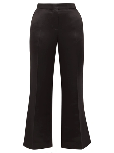 Marina Moscone Women's Silk-wool Blend Slim Flared-leg Trousers In White,black