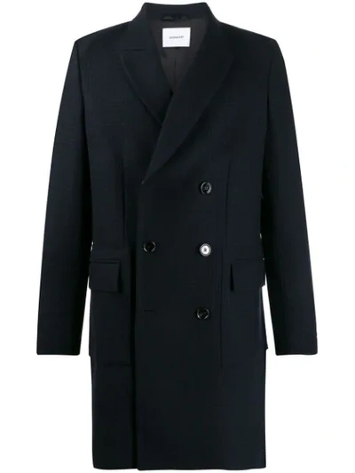 Dondup Fitted Double-breasted Coat In Blue