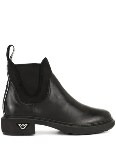 Emporio Armani Elasticated Side Panel Boots In Black