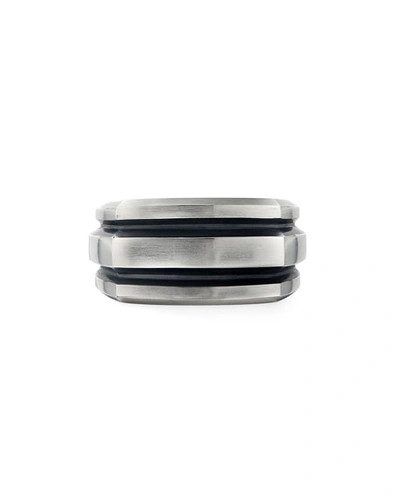 David Yurman Men's Deco Cigar Band Ring In Sterling Silver, 13mm In Black/silver