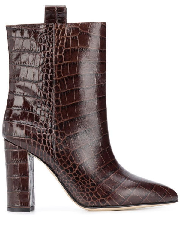 brown croc ankle boots