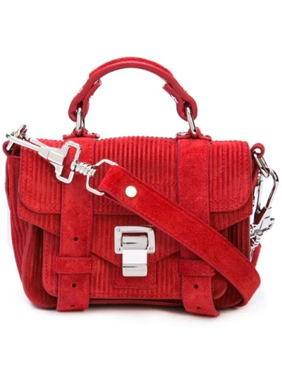 Proenza Schouler 'ps1' Buckle Corduroy Suede Micro Shoulder Bag In Red