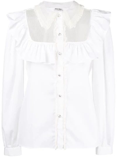 Miu Miu Bluse Mit Rüschen In White