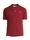 Comme Des Garçons Play Beatles Embroidered Heart Polo In Burgundy