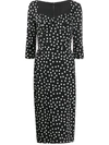 Dolce & Gabbana Polka-dot Cady Midi Dress In Black,white