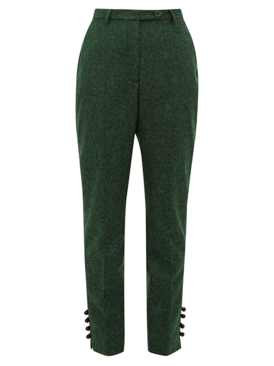 Erdem Bernadina Slim Crop Pants In Green/ Black