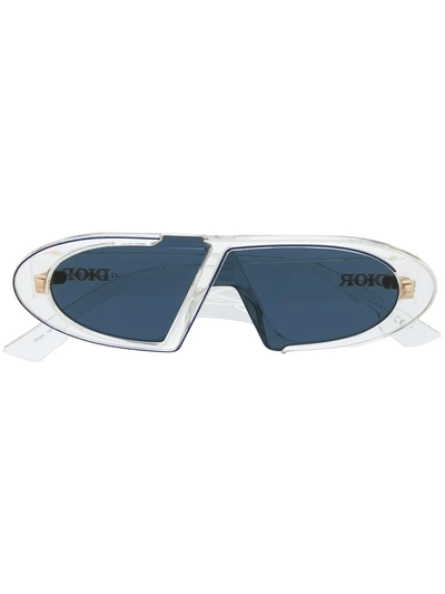 Dior Obliques 45mm Square Sunglasses In Crystal Blue/ Blue Ms Gold